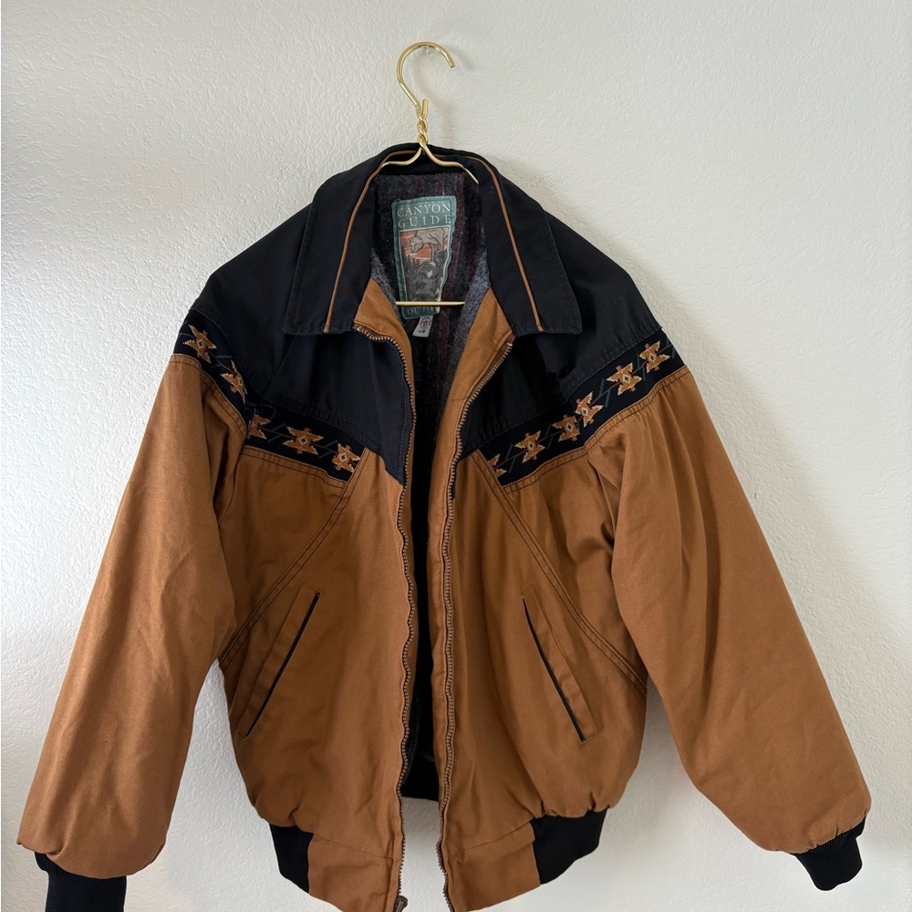 Canyon guide brown and Black Men's Bomber Jacket vintage